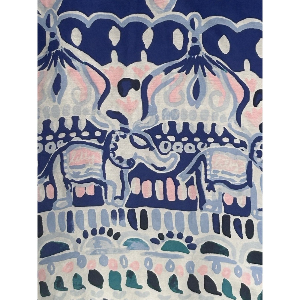 Lilly Pulitzer Lapis Engineered Asani Tunic M Blues Pinks Elephants Boho - Picture 4 of 12